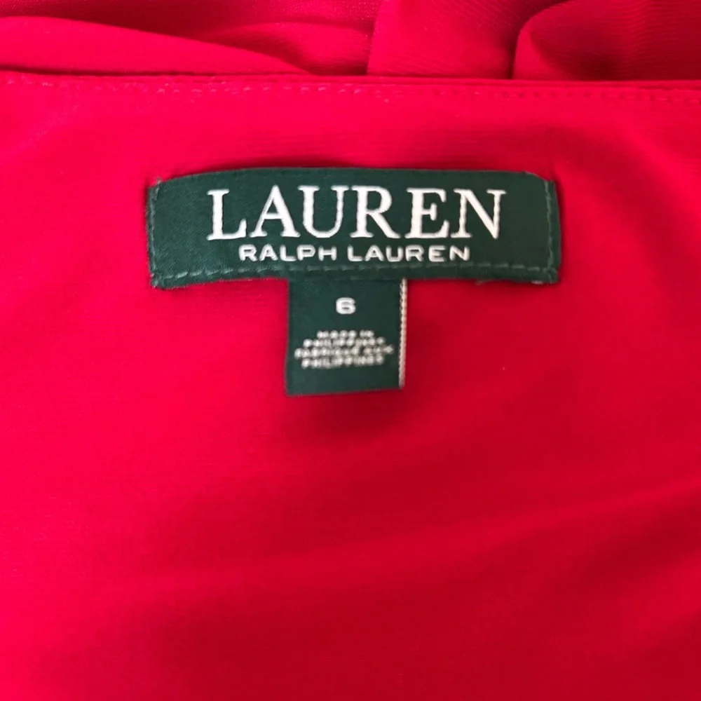 Ralph Lauren Red Sheath Midi Dress with Flutter Sleeves - Picture 6 of 6